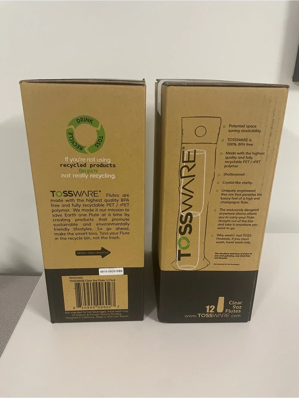 🥂 Tossware 9oz Clear Champagne Flutes - 2 Boxes of 12 (24 Total Flutes) 🥂